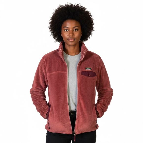 L.L.Bean Hi-Pile Soft Fleece Full Zip Jacket Womens XL Pink Gorpcore Outdoorsy - Picture 1 of 7